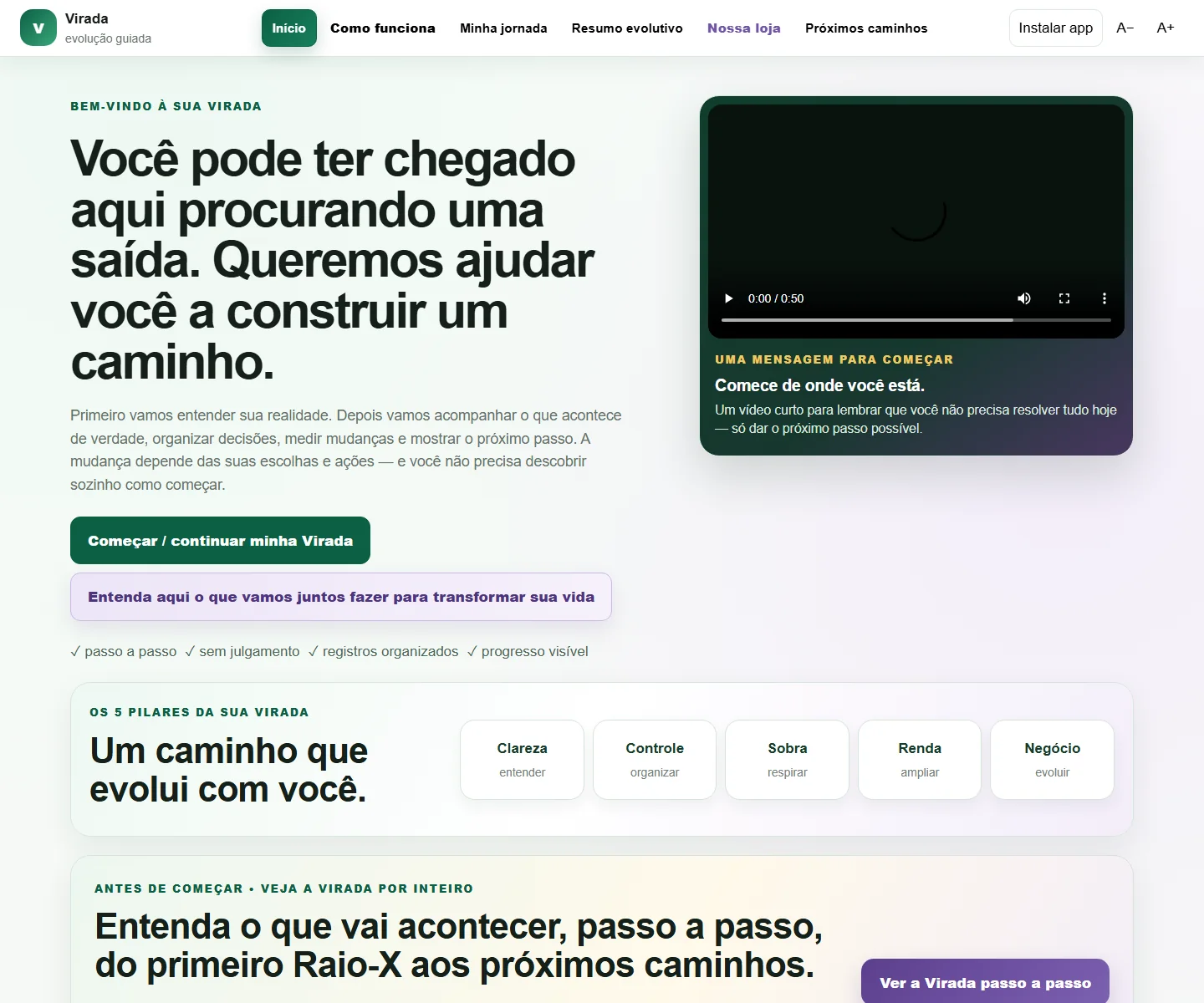 Tela inicial da Virada