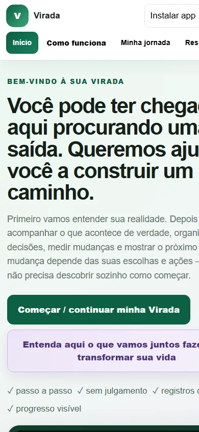 Virada em visualização móvel